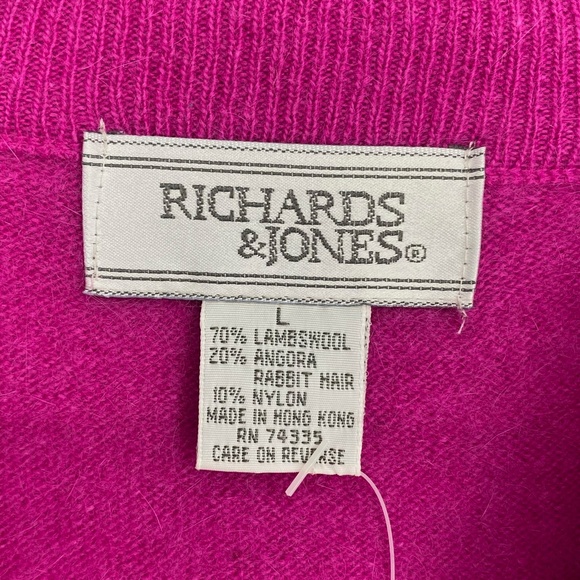 Richards & Jones Womens Large Vintage Pullover Sweater Fuchsia Pink Wool Angora - Picture 5 of 14